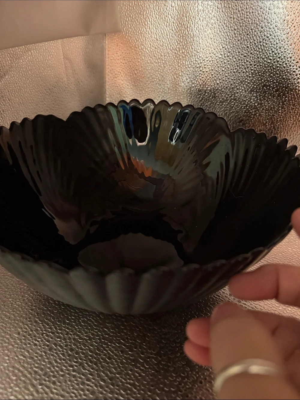 Vintage Arcorcoc Black Glass Seashell Serving Dish Made in France